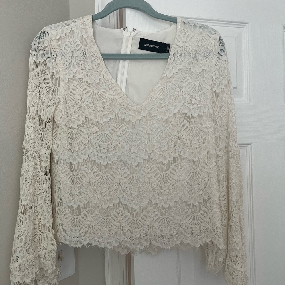 Mink Pink Bell Sleeve lace top